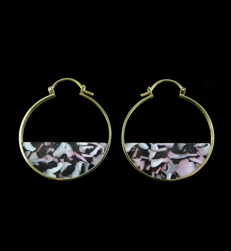 14G Half Moon Pink Freckle Acetate Disk Hangers