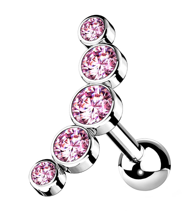 16G Pink Arc Gem Cartilage Barbell