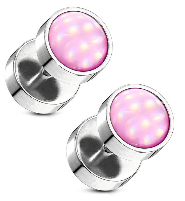 16G Pink Escent Stainless Steel Fake Plugs / Gauges