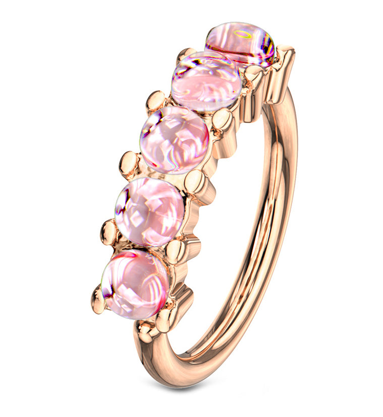 Rose Gold PVD Pink Septenary Seamless Ring