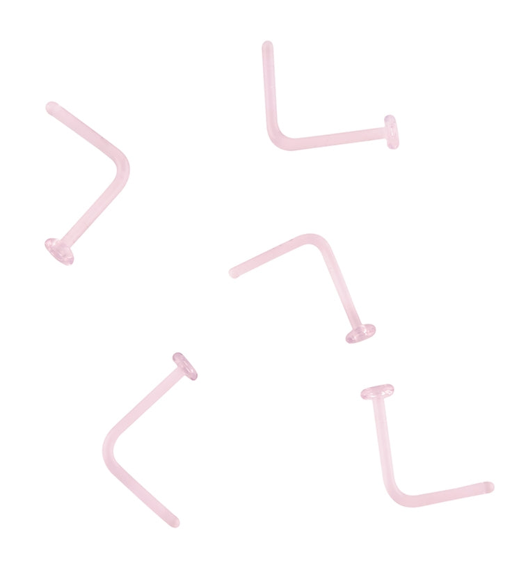 Pink Glass L Bend Nose Ring