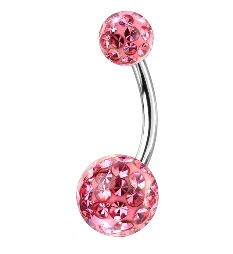 Pink Glitterball Belly Button Ring