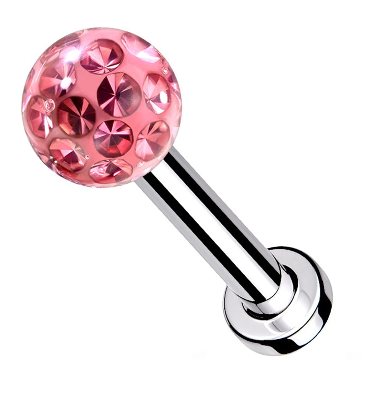 Pink Glitterball Stainless Steel Labret