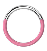Pink Glow In The Dark Front Facing Titanium Hinged Segment Ring
