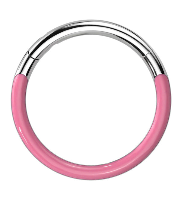 Pink Glow In The Dark Front Facing Titanium Hinged Segment Ring