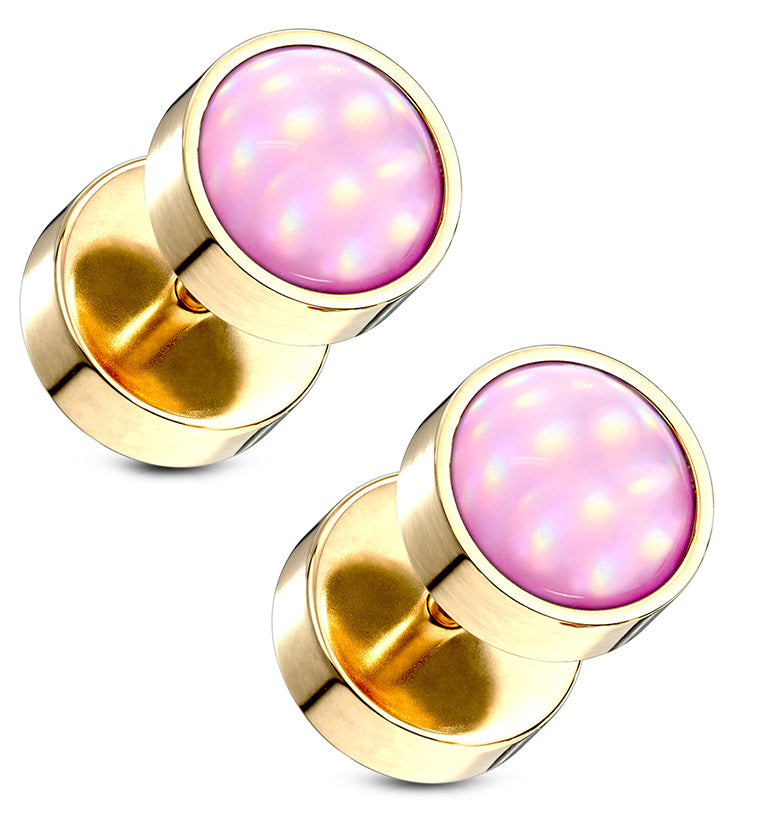 16G Pink Escent Gold PVD Stainless Steel Fake Plugs / Gauges
