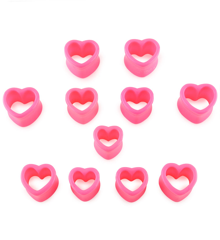 Hot Pink Heart Shaped Tunnel Plugs