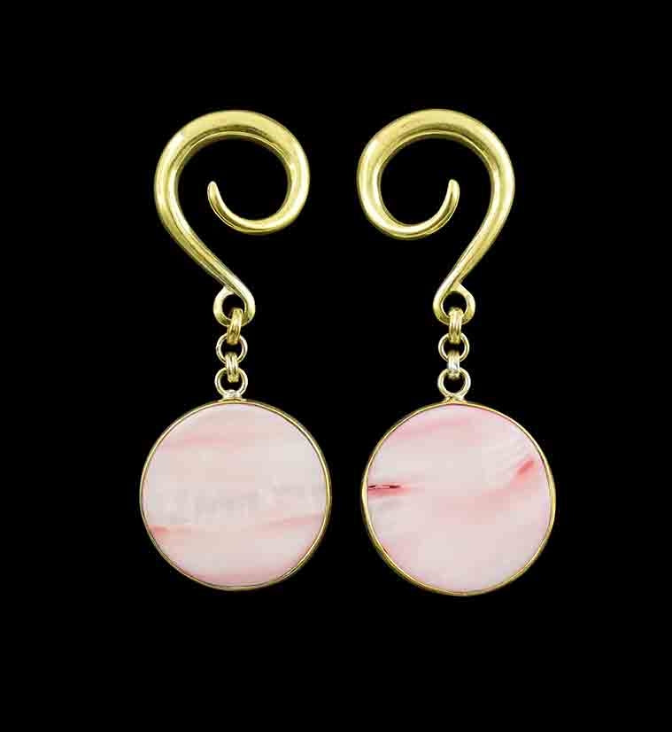 Disk Pink Mother of Pearl Shell Hangers