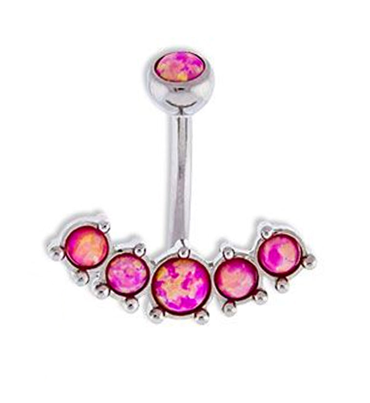 Pink Opal Bunch Belly Button Ring