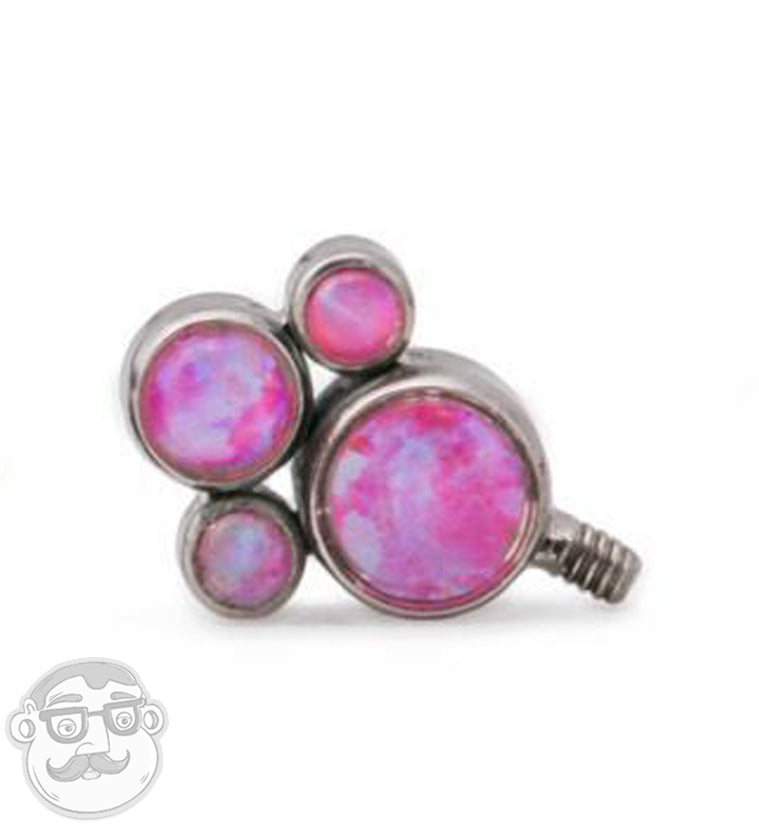 Pink Opal Cluster Top Titanium Threaded End