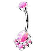 Pink Opalite Cluster Belly Button Ring