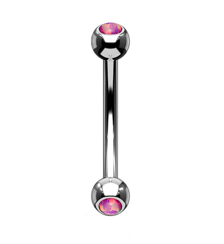 Pink Double Opal Stainless Steel Curved Barbell