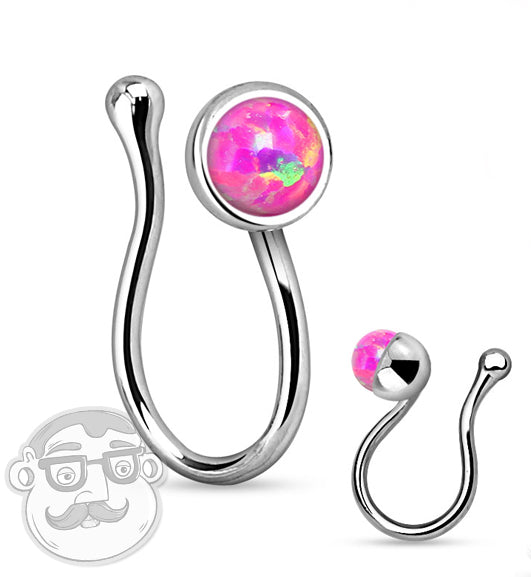 Pink Opalite Top Fake Brass Nose Ring