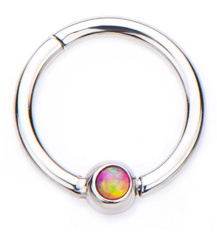 Pink Opalite Hinged Segment Hoop Ring