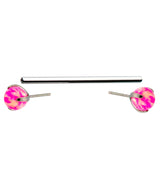 14G Titanium Threadless Barbell + Pink Opalite Prong Ball Ends