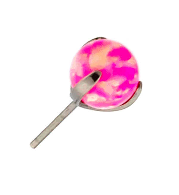 Pink Opalite Prong Ball Titanium Threadless Top