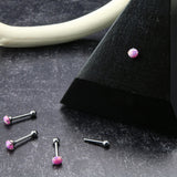 Pink Opalite Prong Set Titanium Threadless Barbell