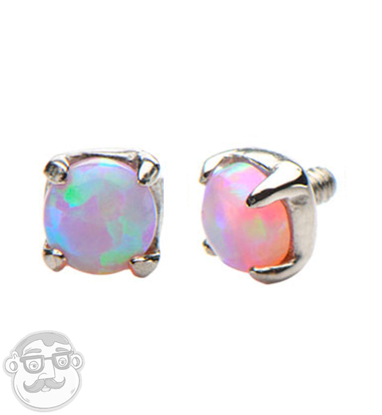 Pink Opal Prong Stainless Steel End