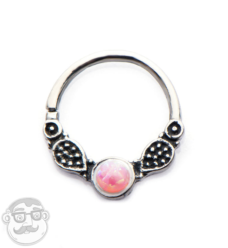 16G Cali Pink Opalite Stainless Steel Septum Ring