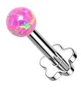 Pink Opalite Ball Titanium Threadless Labret