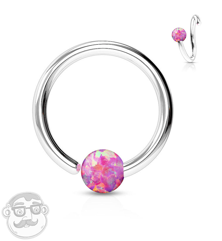 Pink Opalite Fixed Captive Ring