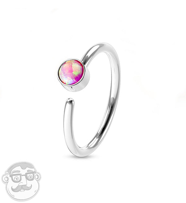 20G Pink Opalite Top Hoop Ring