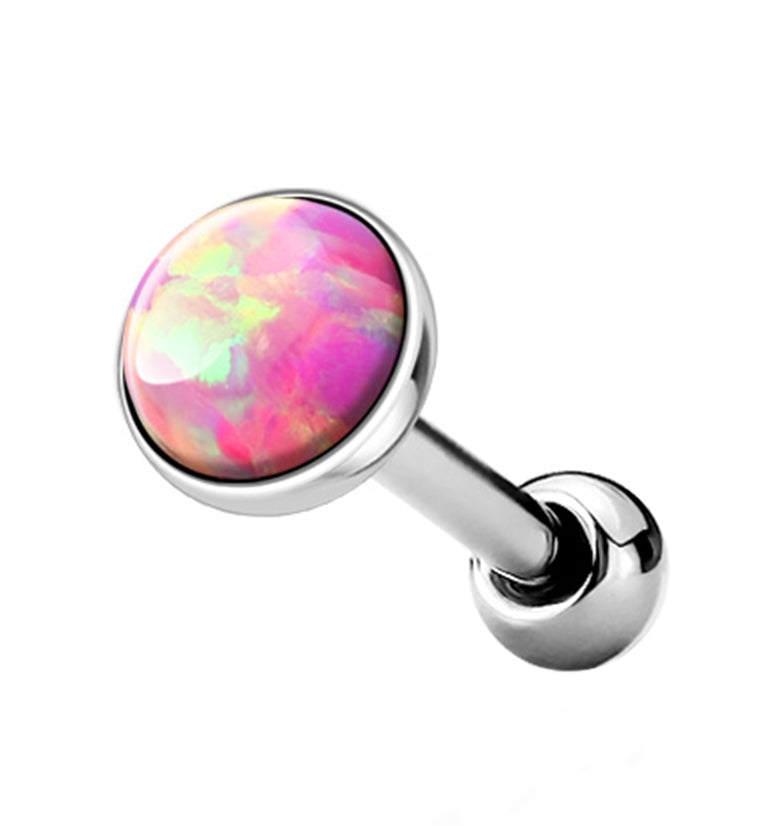 16G Pink Opal Top Cartilage Barbell