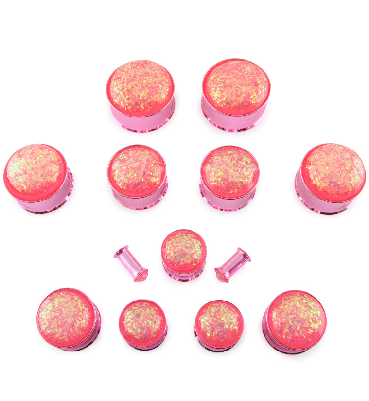 Pink Opalite Flash Anodized Stainless Steel Plugs
