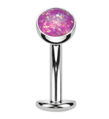 Pink Opalite Titanium Threadless Floating Belly Button Ring (Convex Disk)