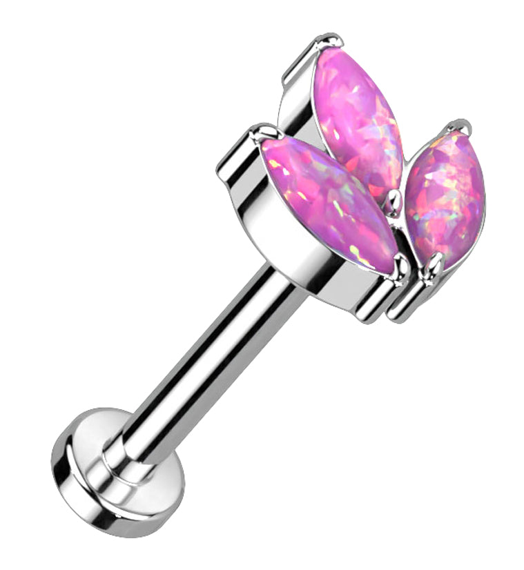 Pink Opalite Tri Sepal Titanium Threadless Labret