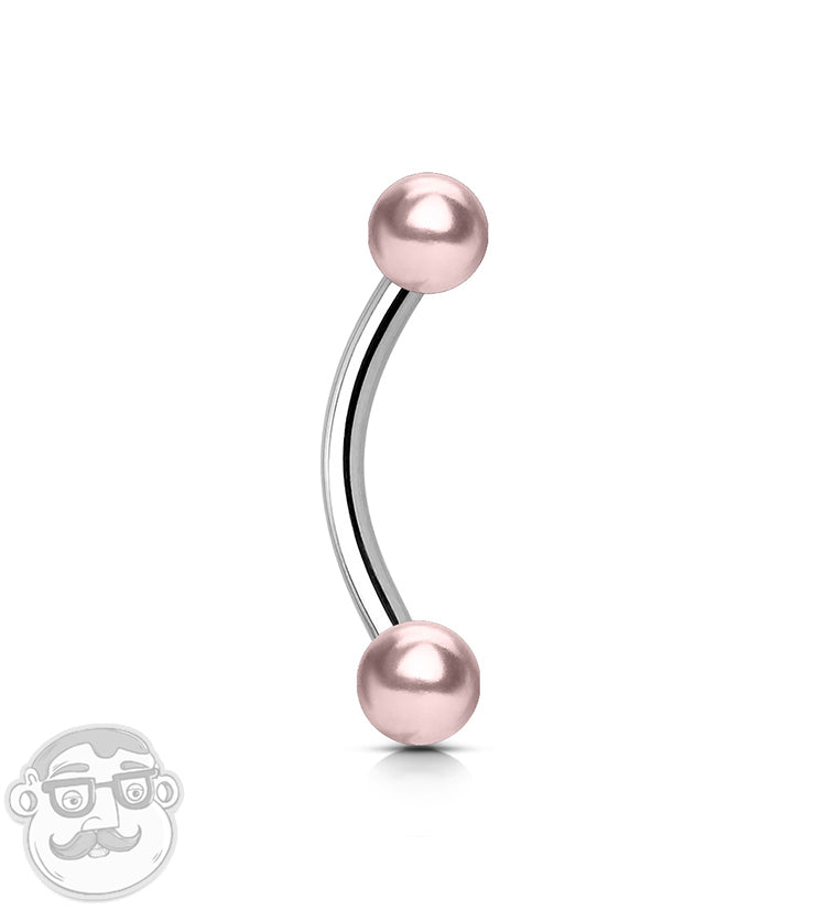 Pink Pearl Top Curved Barbell