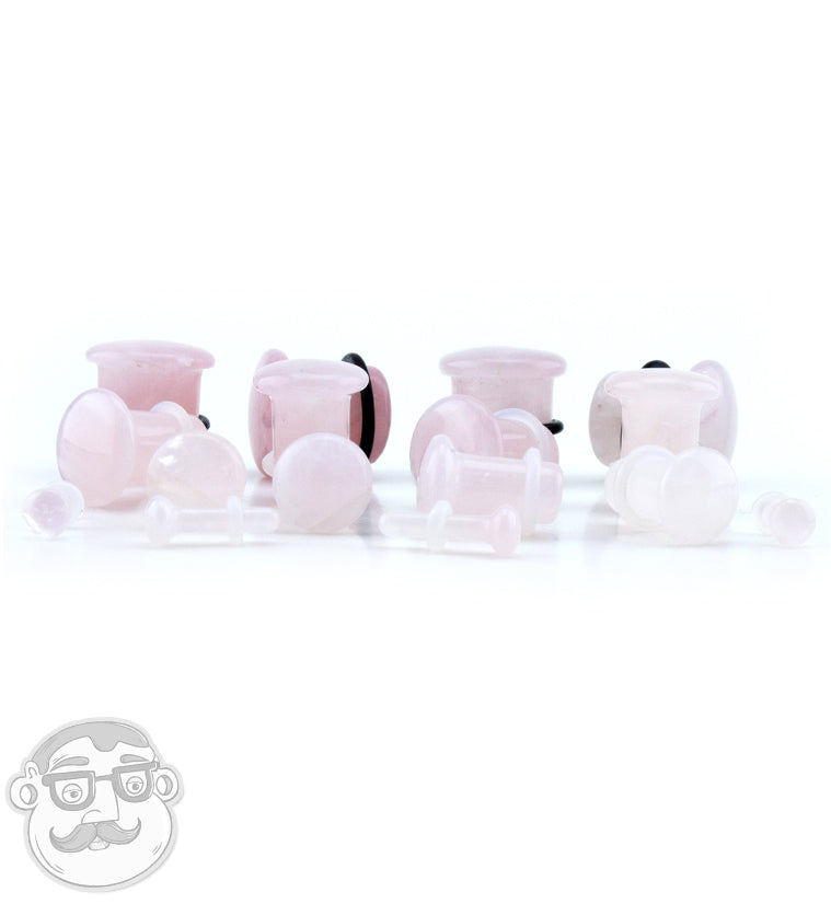 Pink Rose Quartz Single Flare Stone Plugs