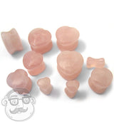 Pink Quartz Stone Teardrop Plugs