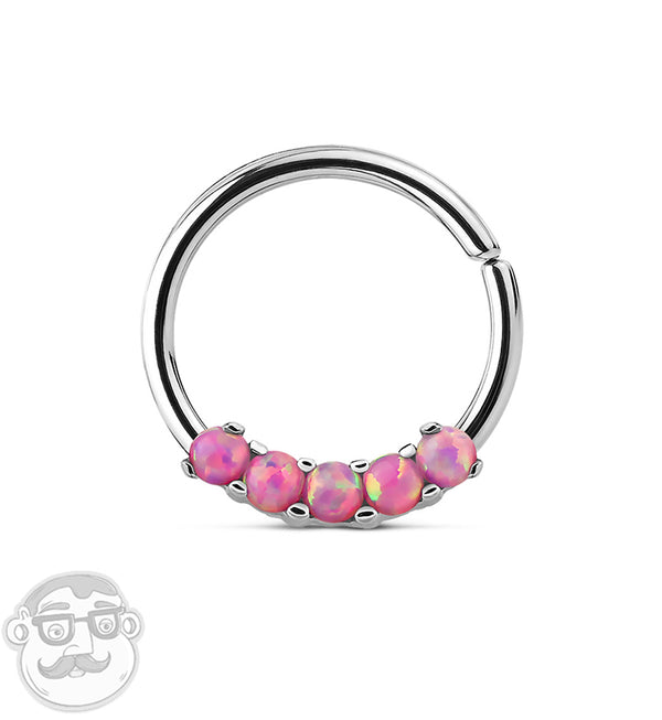 Pink Quinary Opal Steel Septum Ring