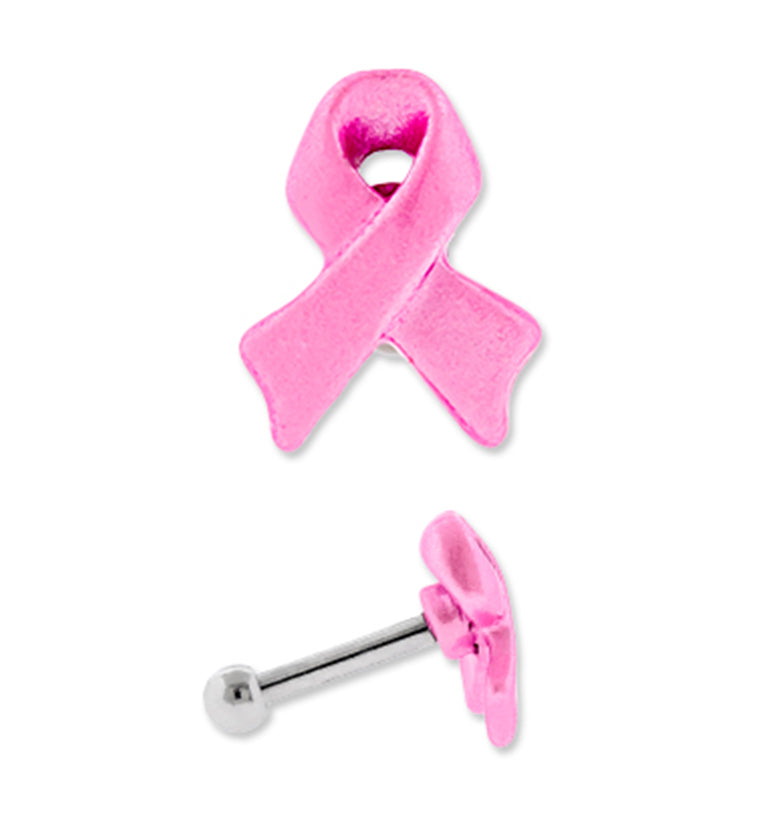 Breast Cancer Awareness Ribbon Cartilage Barbell