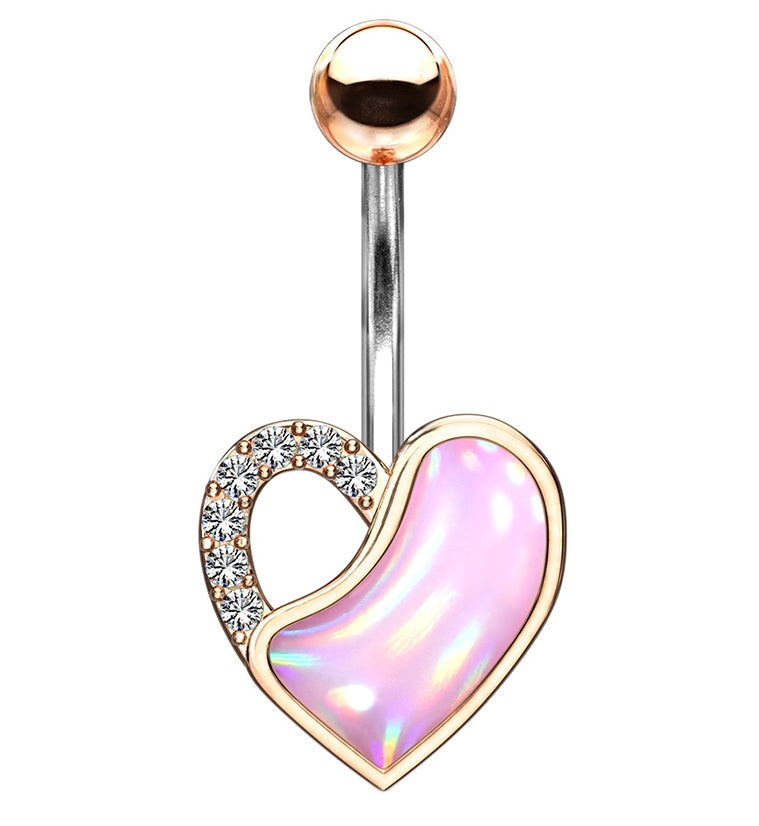 Pink Escent Heart Rose Gold Belly Rings