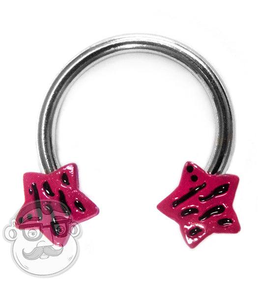 Pink Zebra Star Nipple Ring