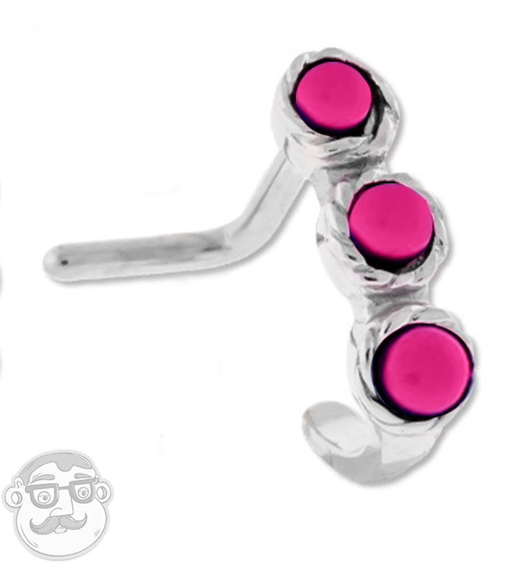 18G Pink Howlite Stone Nose Curve Ring