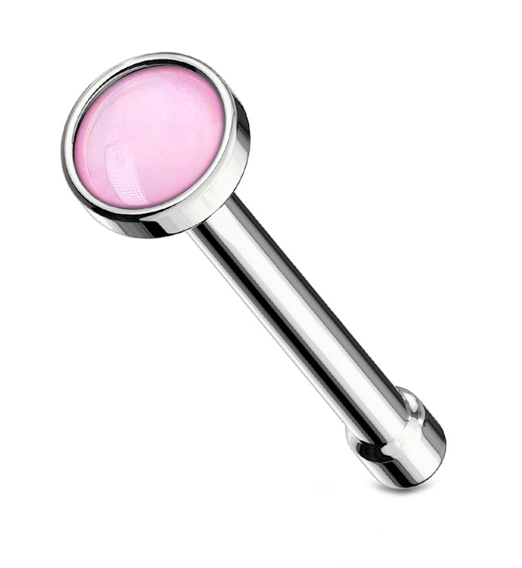 20G Pink Escent Stainless Steel Nosebone