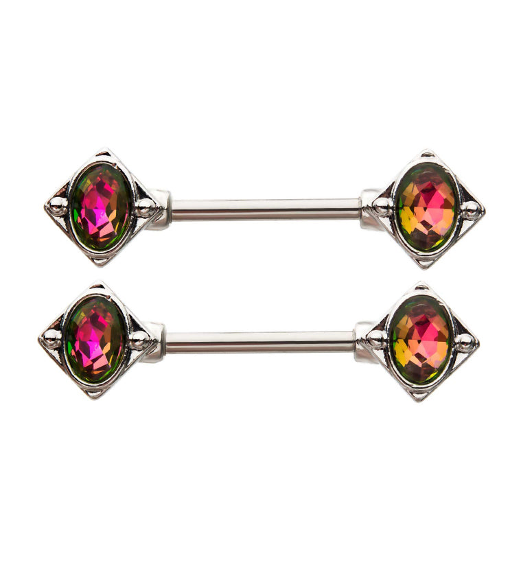 14G Acute Pink CZ Nipple Ring Barbell