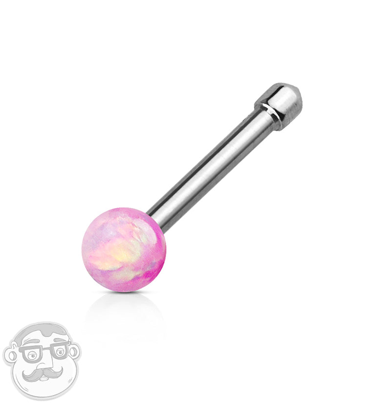 20G Pink Opal Ball Stainless Steel Nose Stud Ring
