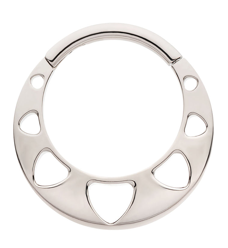 Planar Triangle Cut Out Titanium Hinged Segment Ring