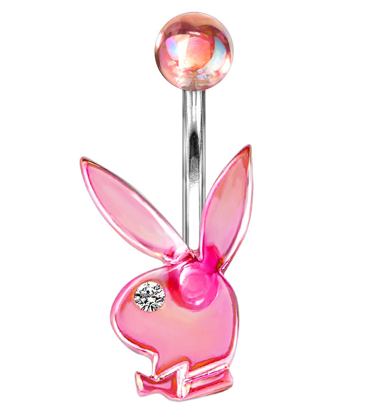 Pink Acrylic Playboy Belly Button Ring