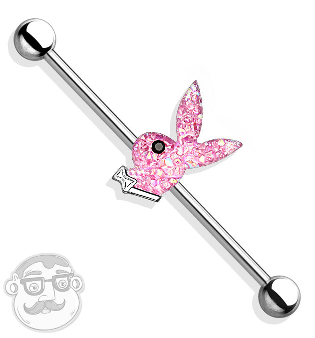 Pink CZ Playboy Industrial Barbell