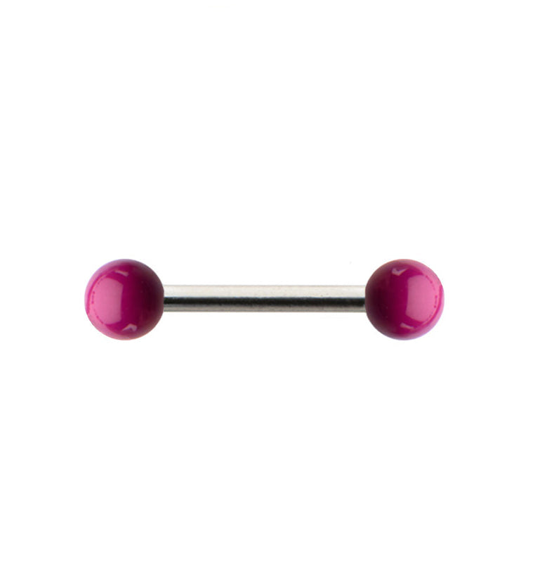 18G Stainless Steel Barbell with Plum Ceramic Balls