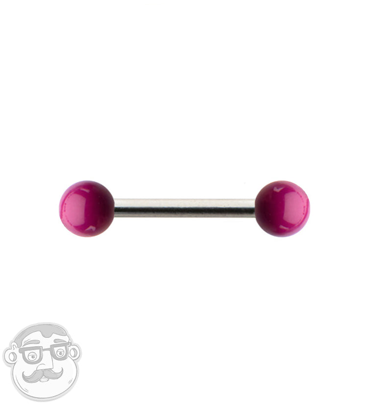 18G Stainless Steel Barbell with Plum Ceramic Balls