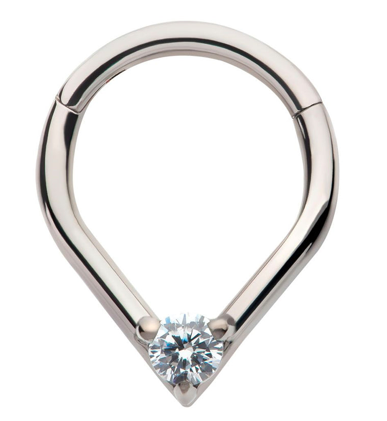Point Clear CZ Titanium Hinged Segment Ring