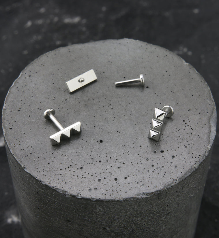 Polyhedra Row Stainless Steel Internally Threaded Labret
