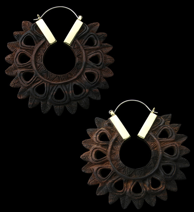 Pompon Areng Wooden Hangers / Earrings