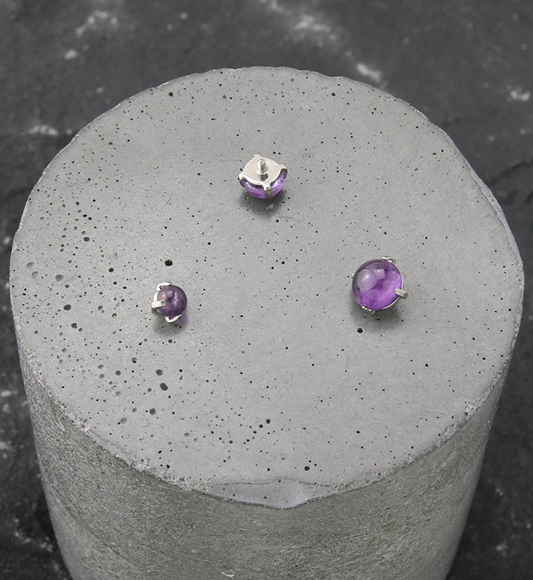 Prong Amethyst Stone Titanium Internally Threaded Top